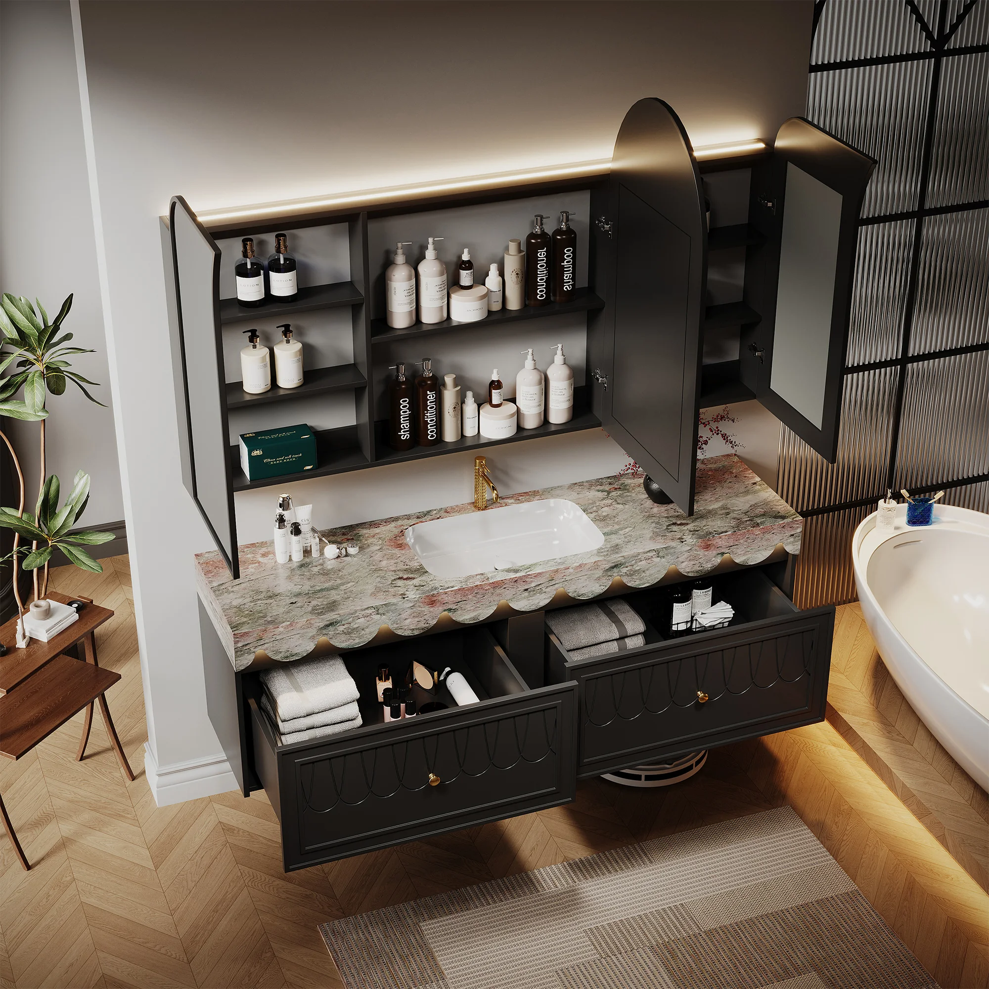 RUMZENO GL002 bathroom vanity detail
