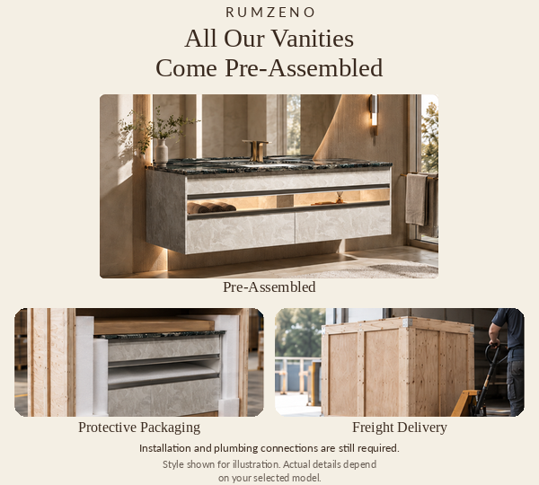 Preassembled cabinets, packaging and freight