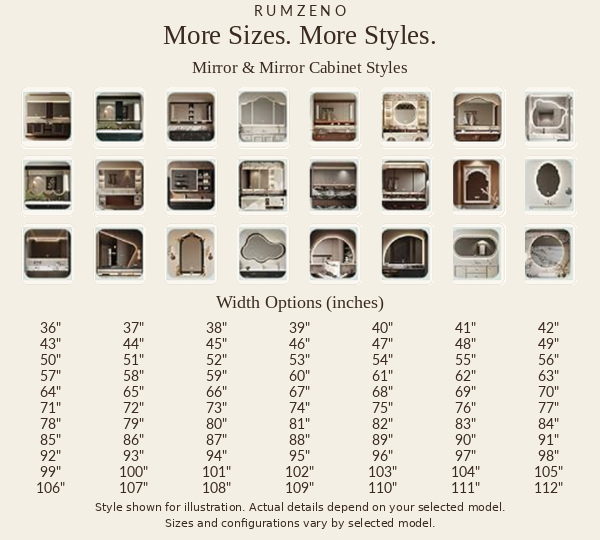 Mirror styles and width options